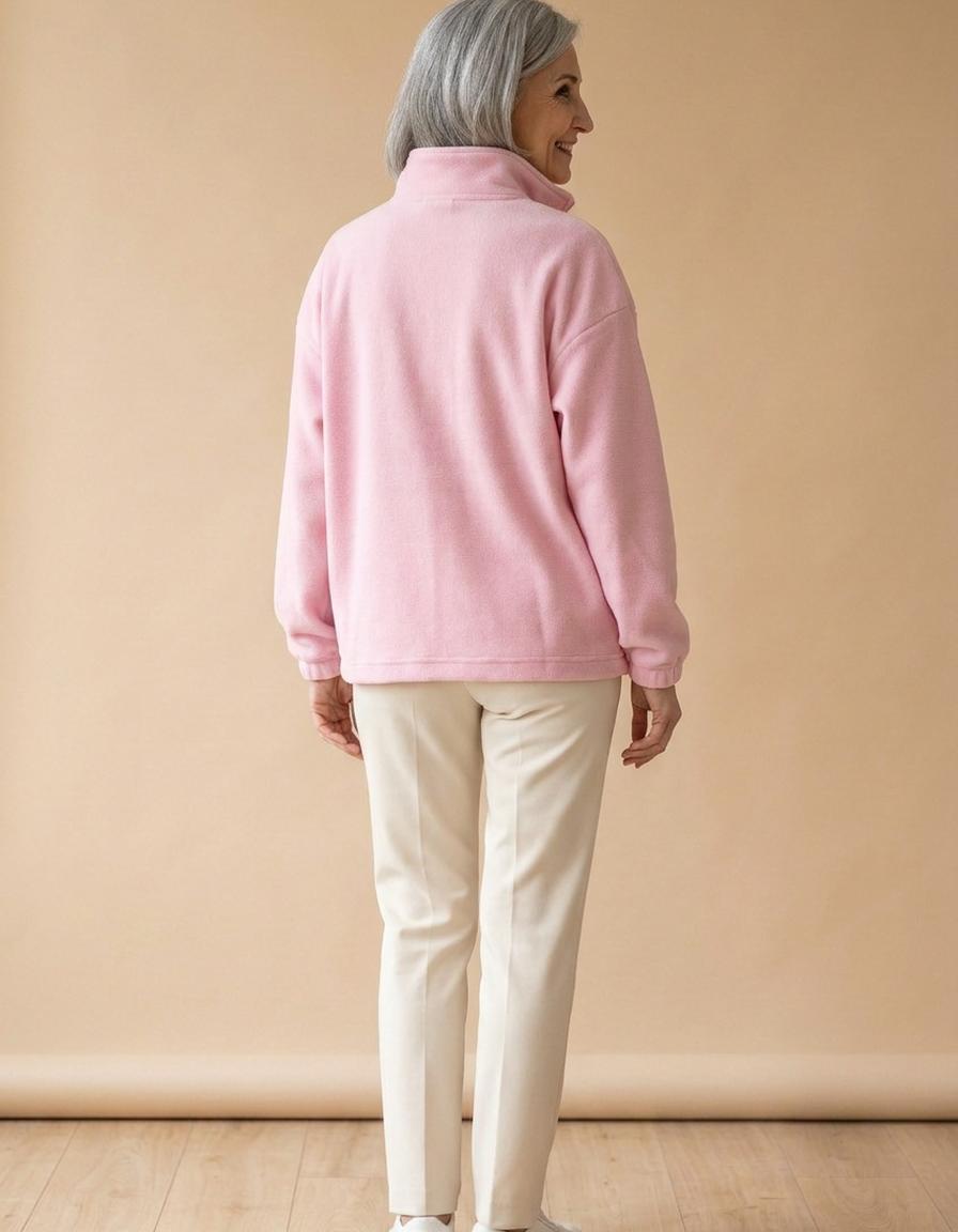 Eva | Forro polar de cuello alto con cremallera - Rosa