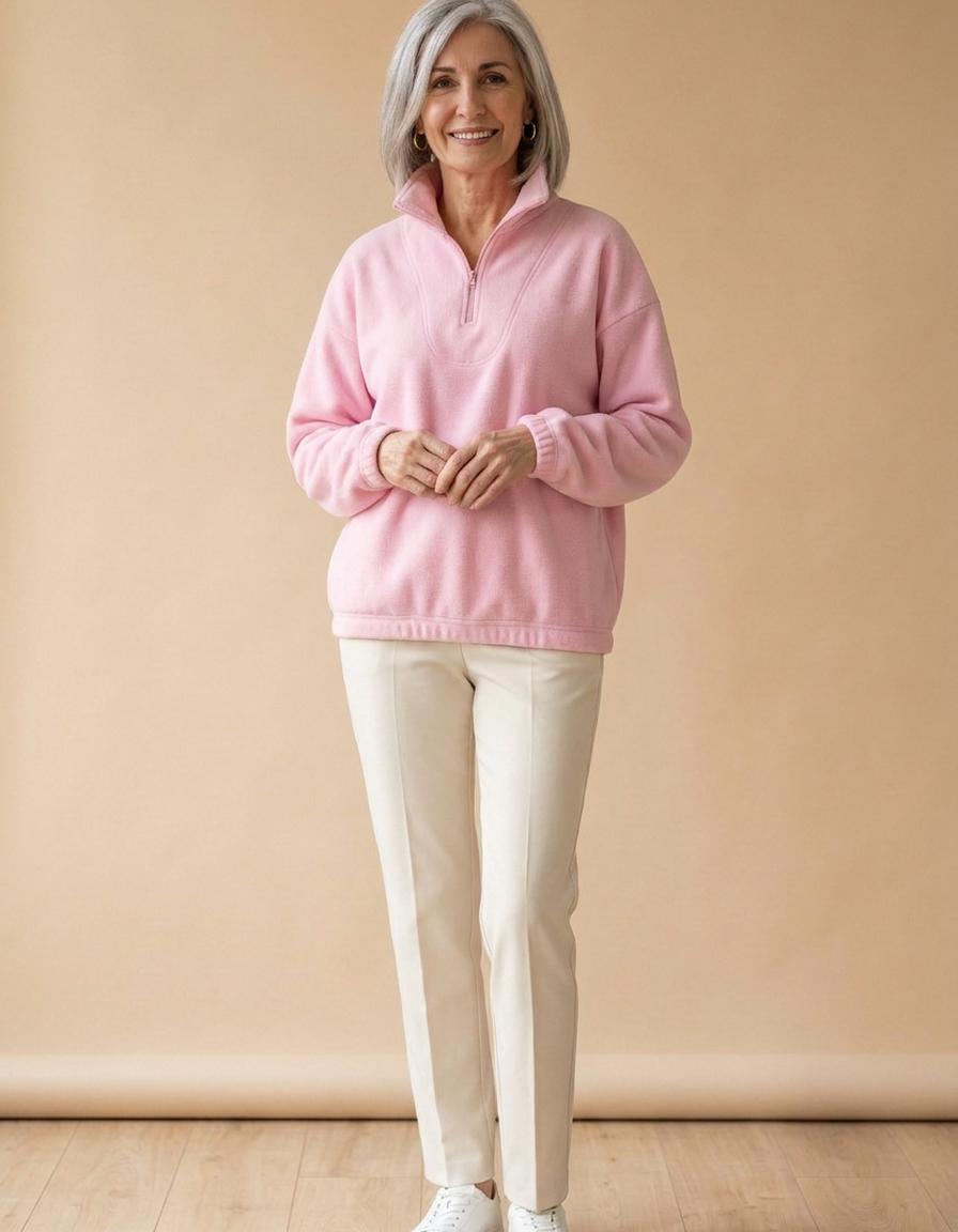 Eva | Forro polar de cuello alto con cremallera - Rosa