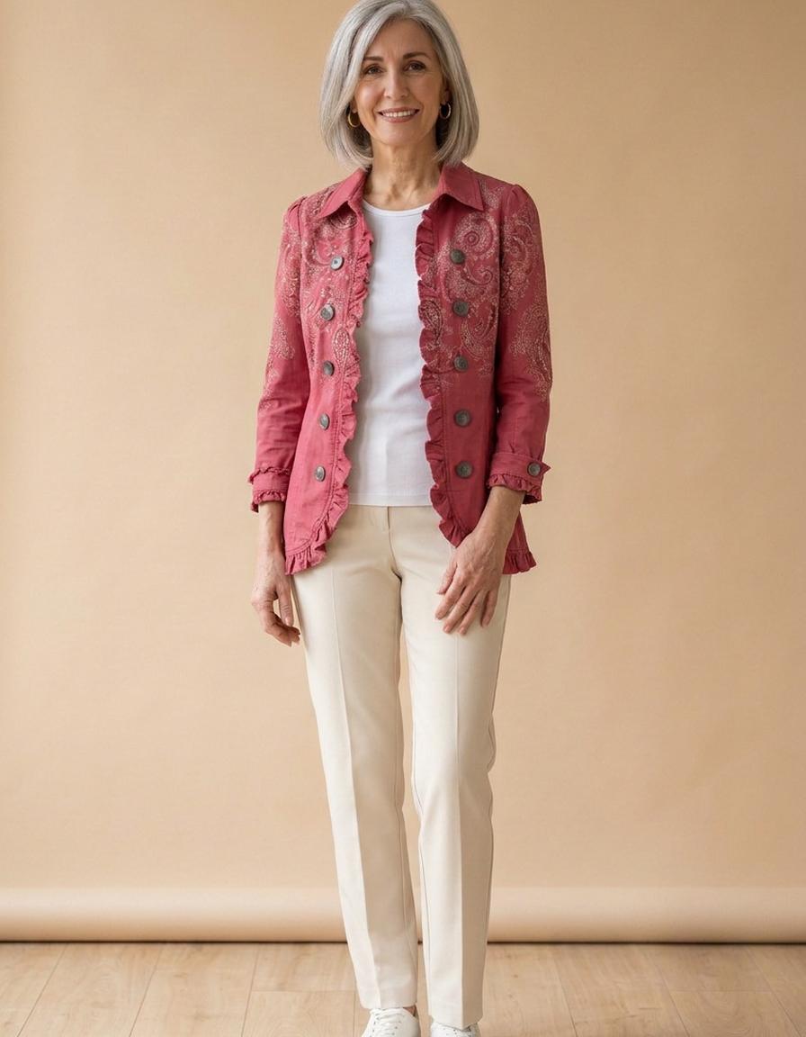 Valentina | Chaqueta con volantes cachemira rosa - Rosa