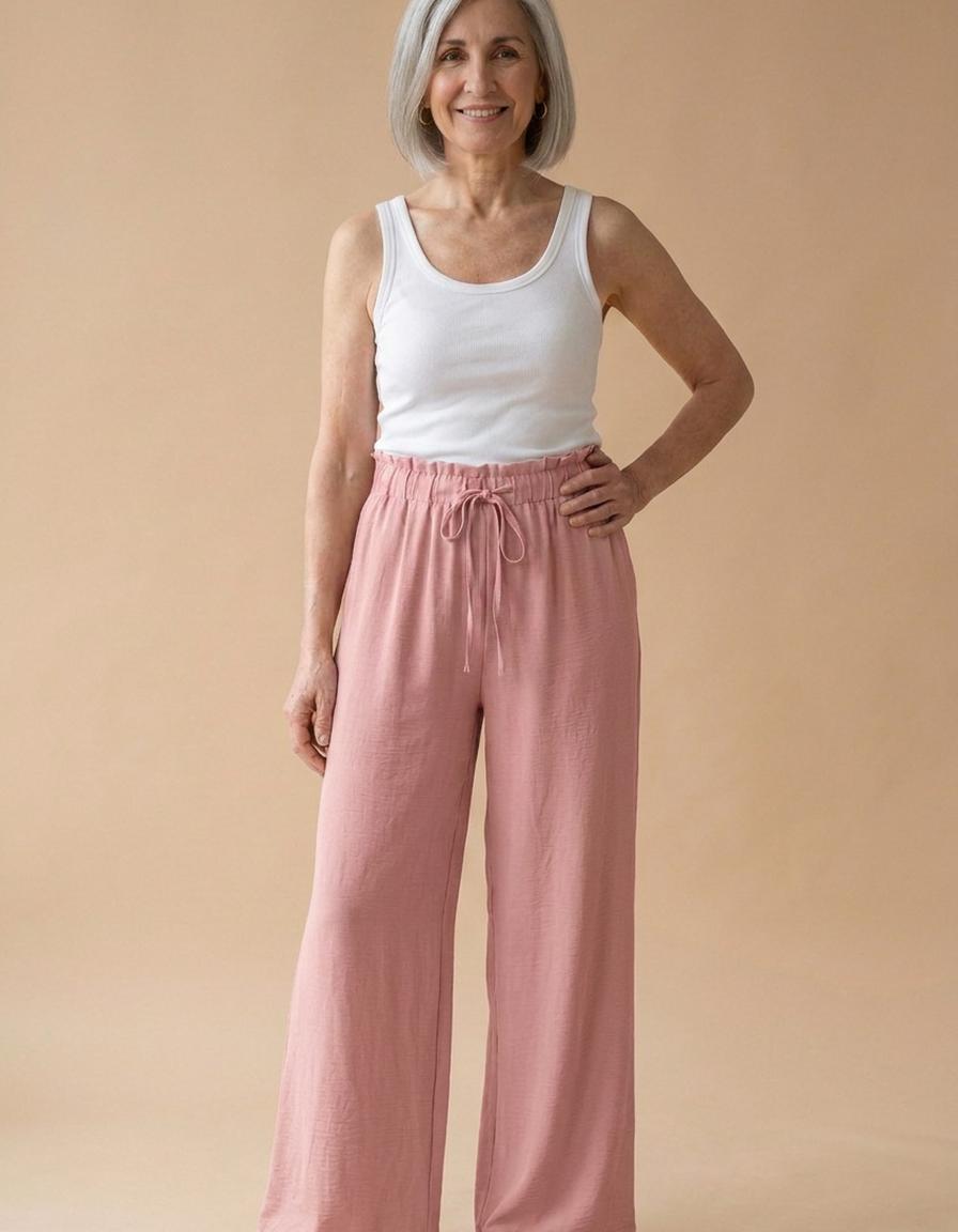 Marta | Pantalón ancho con cordón - Rosa