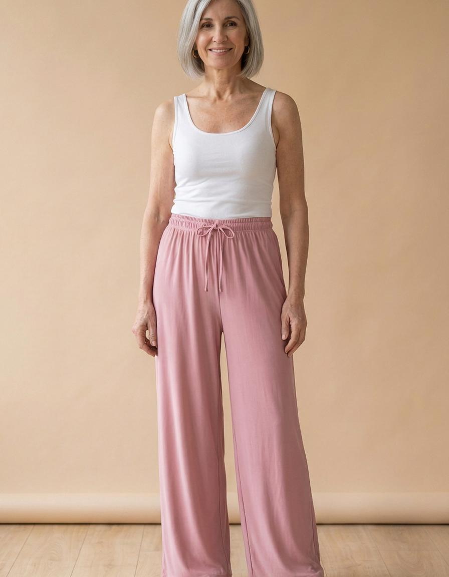 Lucía | Pantalón plisado de pierna ancha - Rosa