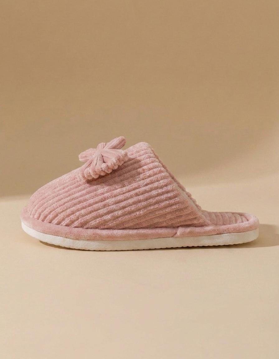 Carla | Zapatillas de casa de pana con lazo - Rosa