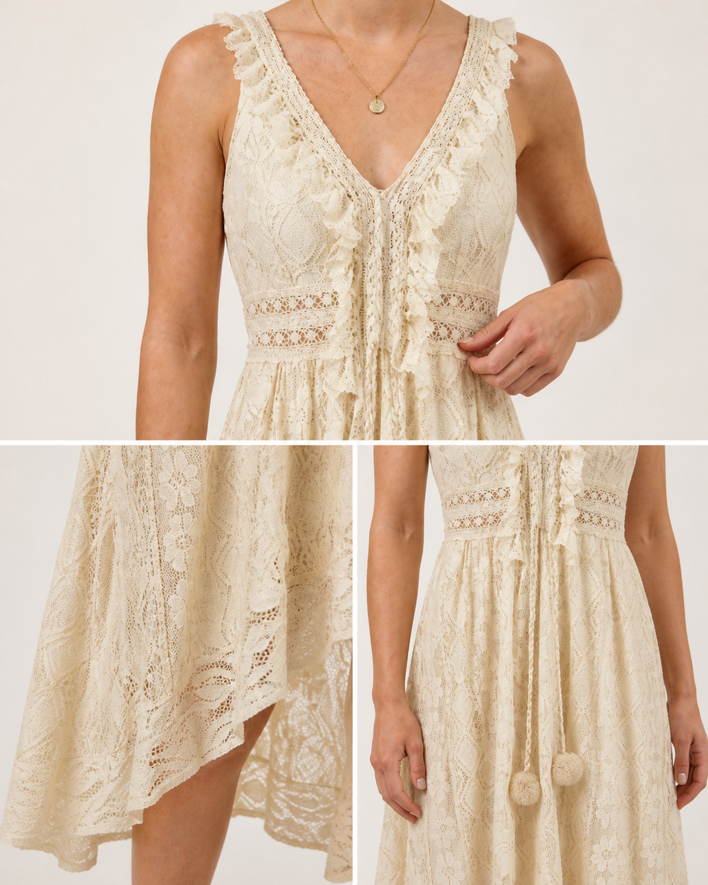 Bianca | Vestido largo de encaje con escote en V