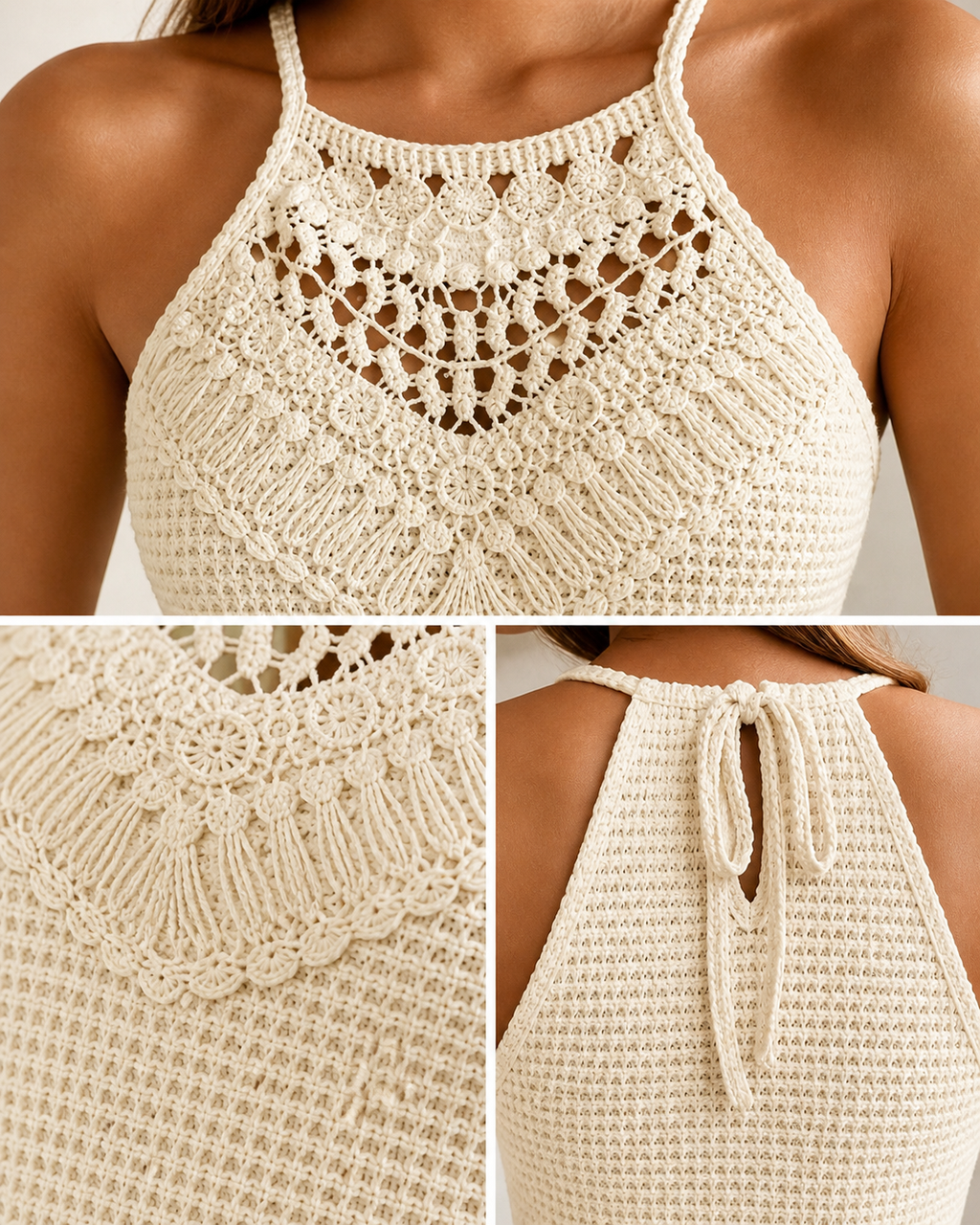 Nara | Top crochet con ajuste al cuello