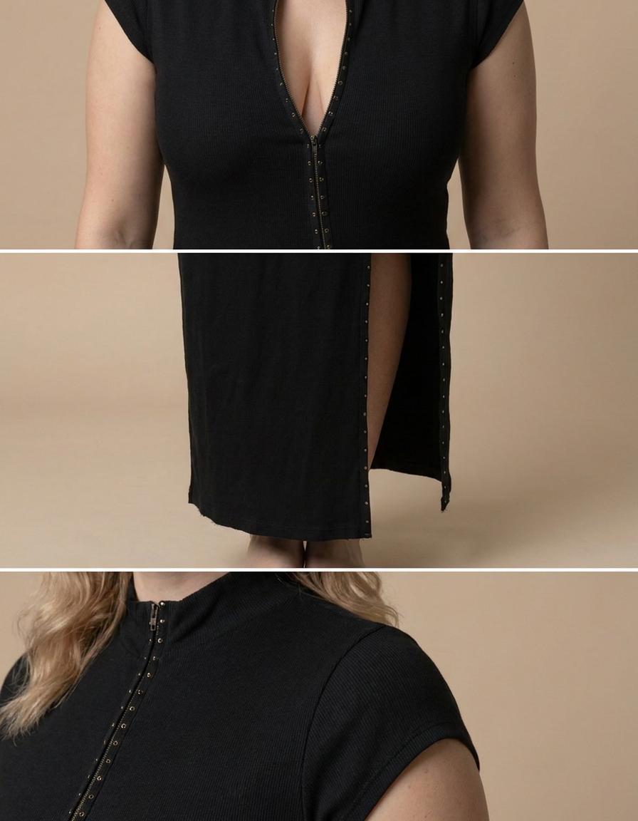 Vera | Vestido largo con cremallera - Negro