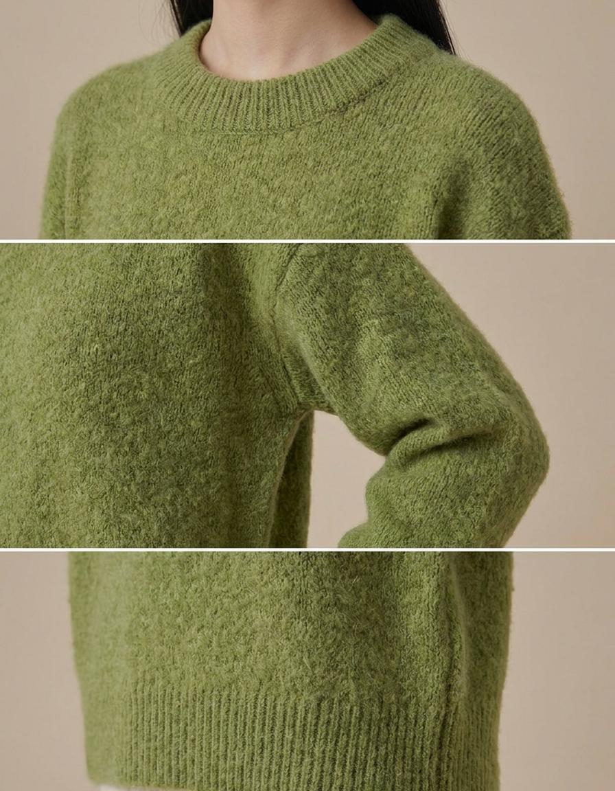Lola | Jersey de pelo con cuello redondo - Verde