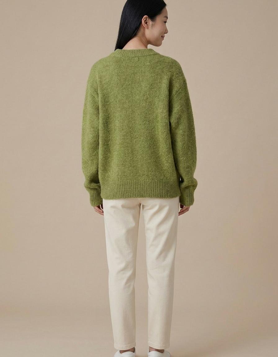 Lola | Jersey de pelo con cuello redondo - Verde