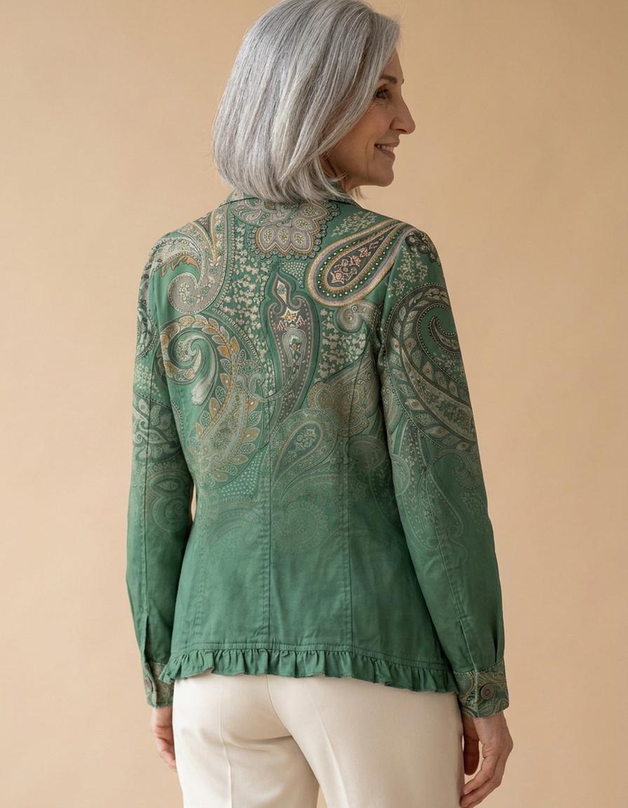 Cecilia | Chaqueta con volantes cachemira verde - Verde