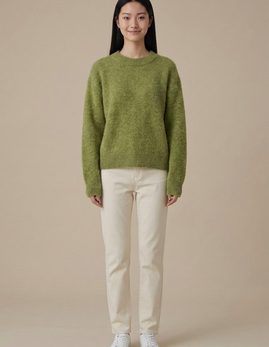 Lola | Jersey de pelo con cuello redondo - Verde