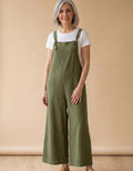 Rita | Peto de lino de pierna ancha - Verde militar