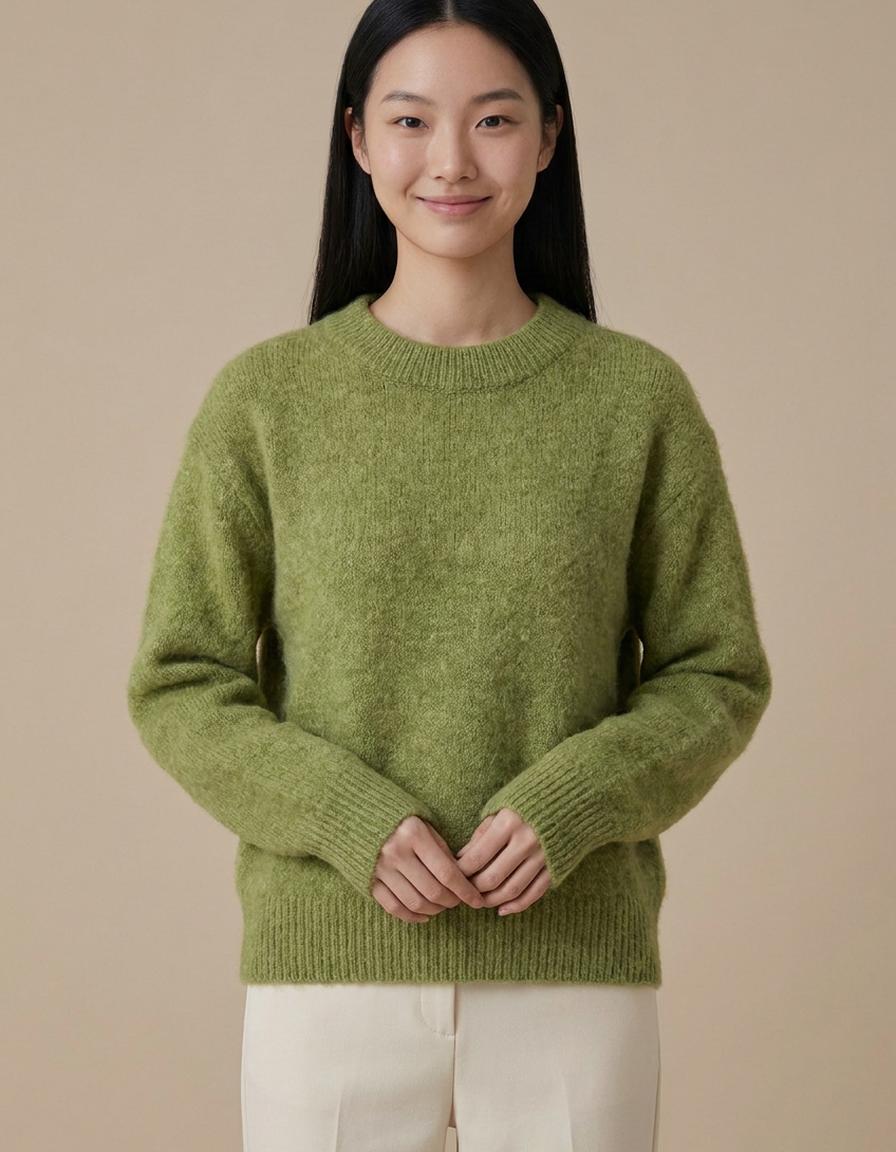 Lola | Jersey de pelo con cuello redondo - Verde