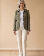 Alejandra | Chaqueta con volantes bordada verde - Verde retro