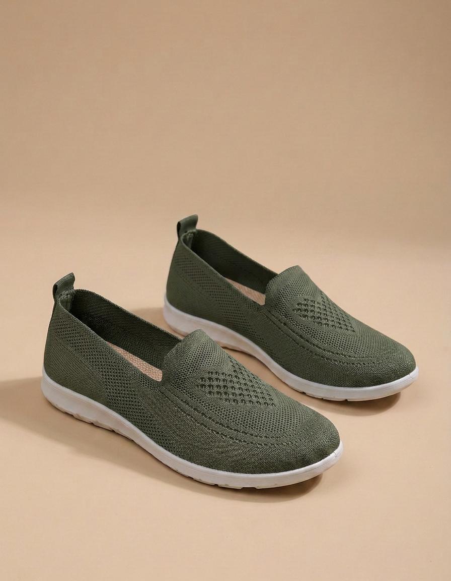 Elisa | Zapatillas planas de punto - Verde